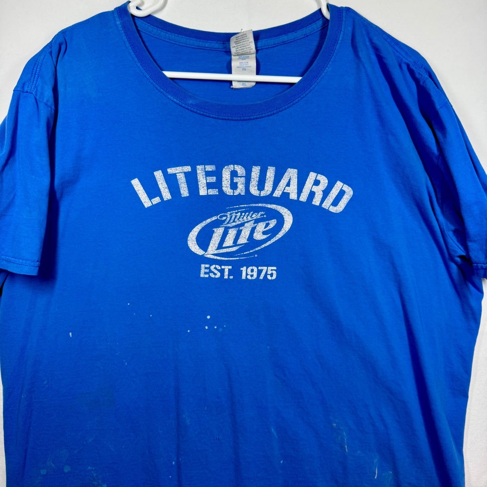 Liteguard Miller Lite Beer Graphic Tee T-Shirt Blue Gildan Tag Sz XL‎ Y2K